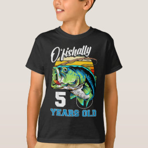 Kids Ofishally 5 Years Old Fisherman 5th Birthday  T-Shirt