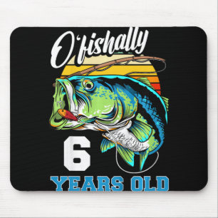 Kids Ofishally 6 Years Old Fisherman 6th Birthday Mouse Pad