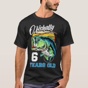 Kids Ofishally 6 Years Old Fisherman 6th Birthday T-Shirt
