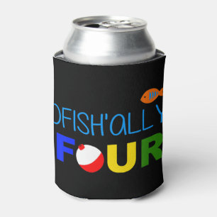 Kids Ofishally Four 4th Birthday Kids Fishing TeeO Can Cooler
