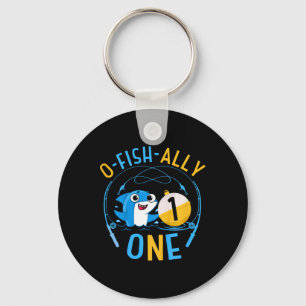 Kids Ofishally One 1st Birthday Fishing Theme O-fi Keychain