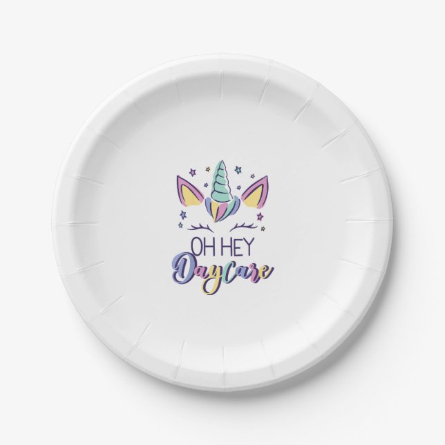 Kids Oh Hey Daycare Vibes First Day Of Daycare Gir Paper Plate (Front)