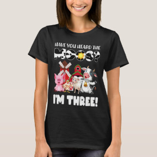 Kids Oink Baa Moo I'm 3 Farm Theme Birthday 2 Yea T-Shirt