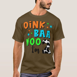 Kids Oink Baa Mooo I'm 2 Farmer Baby 2nd Birthday  T-Shirt