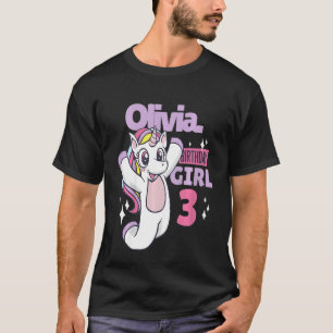 Kids Olivia's Birthday For Her 3rd Birthday T-Shirt