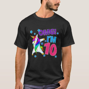 Kids OMG! I'm 10 Birthday Girl Dabbing Unicorn 10 T-Shirt