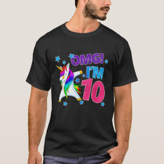 Kids OMG! I'm 10 Birthday Girl Dabbing Unicorn 10 T-Shirt