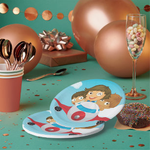 Kids On A Plane Paper Plate