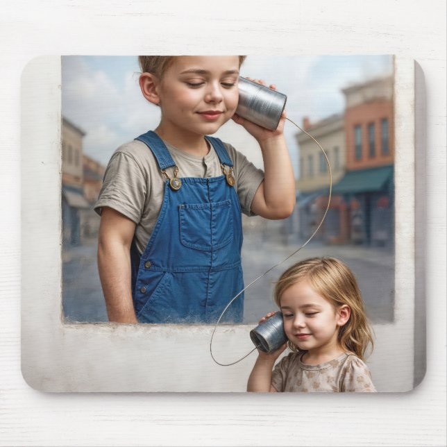 Kids On a Tin Can Telephone Mouse Pad (Front)