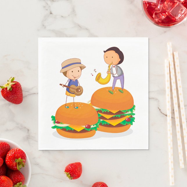 Kids On Burgers Food Napkins (Creator Uploaded)