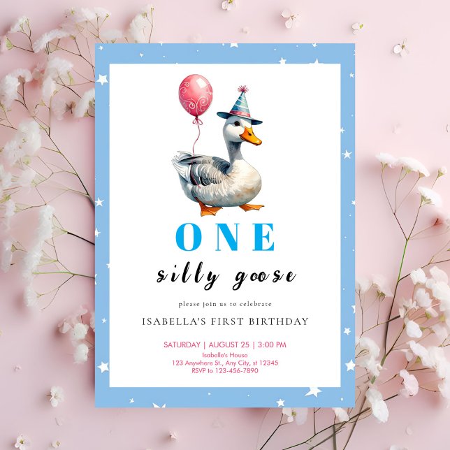 Kids One Silly Goose First Birthday  Invitation (Creator Uploaded)
