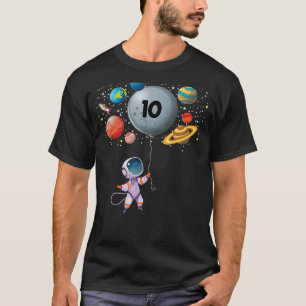 Kids Outer Space Astronaut 10th Birthday Party 10 T-Shirt
