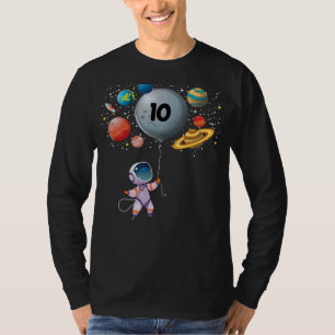Kids Outer Space Astronaut 10th Birthday Party 10  T-Shirt
