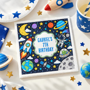 Kids Outer Space Astronaut Galaxy Birthday Party  Napkin