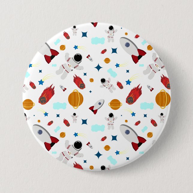 Kid's Outer Space & Astronaut Pattern 3 Inch Round Button (Front)