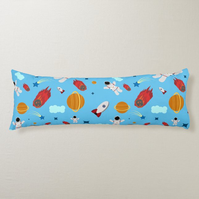 Kid's Outer Space & Astronaut Pattern Body Pillow (Front)