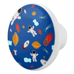 Kid's Outer Space & Astronaut Pattern Ceramic Knob