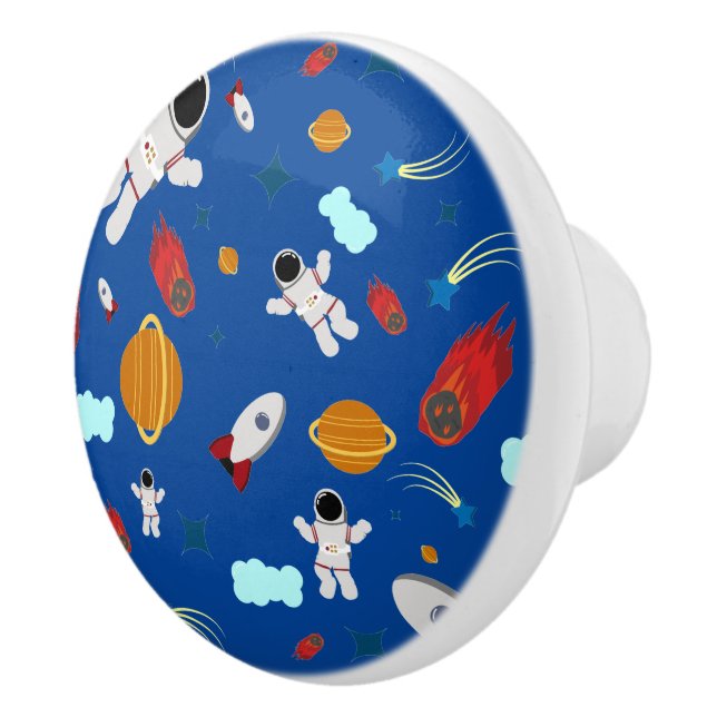 Kid's Outer Space & Astronaut Pattern Ceramic Knob (Right)