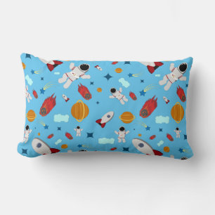 Kid's Outer Space & Astronaut Pattern Lumbar Pillow