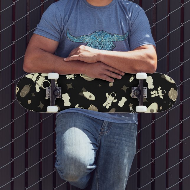 Kid's Outer Space & Astronaut Pattern  Skateboard (Outdoor 3)