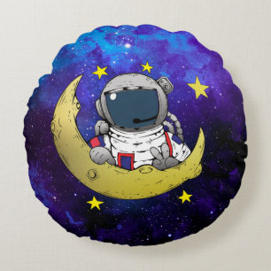 Kids Outer Space Round Pillow