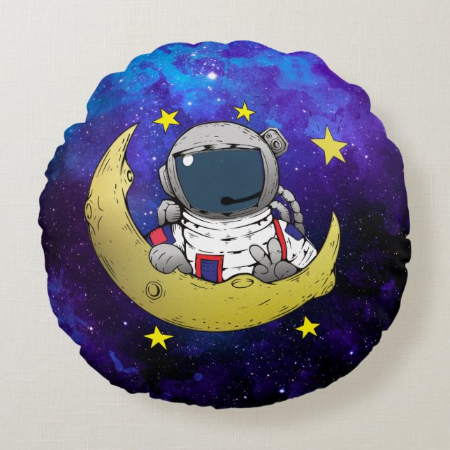 Kids Outer Space Round Pillow (Front)