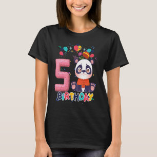 Kids Panda Birthday Party 5 Year Old Boy 5th Panda T-Shirt