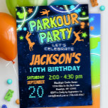 Kids Parkour Birthday Party Invitation<br><div class="desc">Blue,  green and orange parkour birthday party invitation for boys and girls.</div>