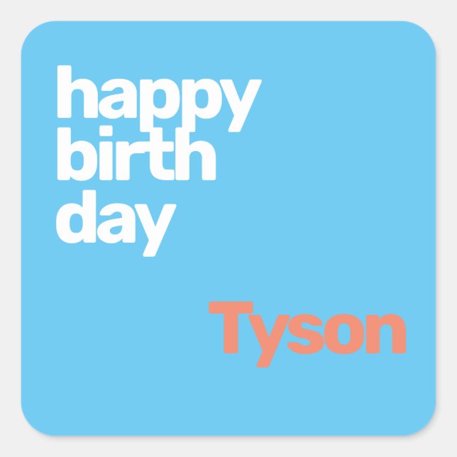 kids party custom happy Birthday minimal simple Square Sticker (Front)