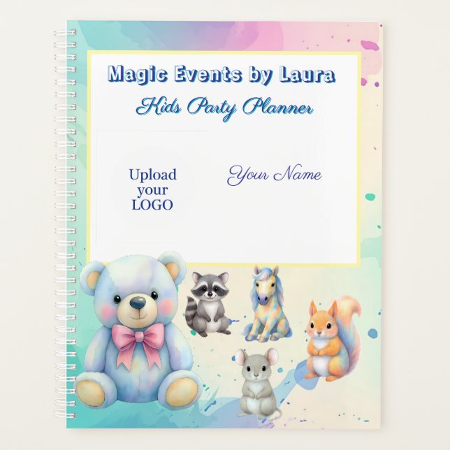 Kids Party Planner Pastel Teddy Bear QR Code Logo (Front)