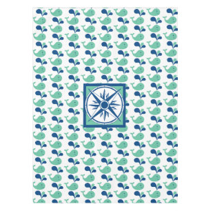 KId's Party Spouting Whale Cartoon Tablecloth