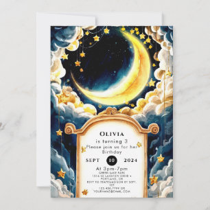 Kids Pastel Moon Birthday Invitation