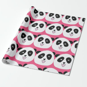 Kids pattern Panda bear seamless vintage repeat. C Wrapping Paper