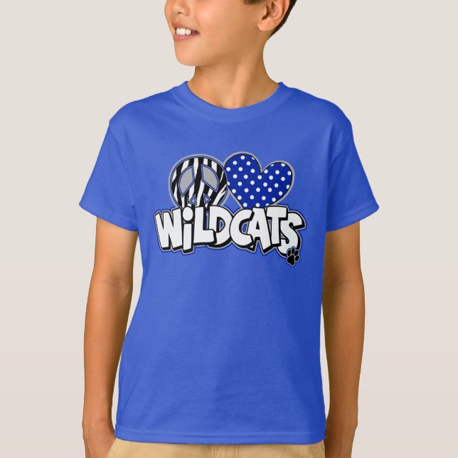 KIDS PEACE LOVE Wildcats SS Royal Tee (Front)