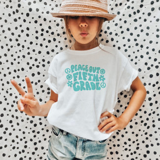 Kids Peace Out Fifth Grade T-Shirt in Teal