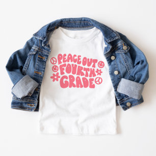 Kids Peace Out Fourth Grade T-Shirt in Pink