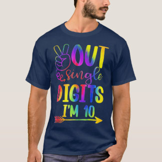 Kids Peace Out Single Digits Im 10 Tie Dye Birthda T-Shirt
