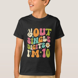 Kids Peace Out Single Digits Retro Groovy 10th T-Shirt