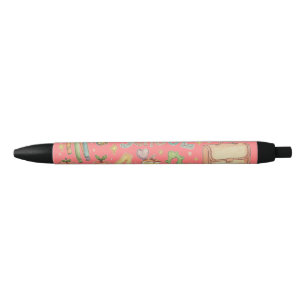 Kids Pencil with Fun School Building Design Black Ink Pen