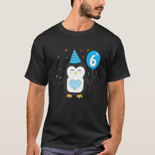 Kids Penguin Balloon 6th Birthday Party Cake Wild  T-Shirt