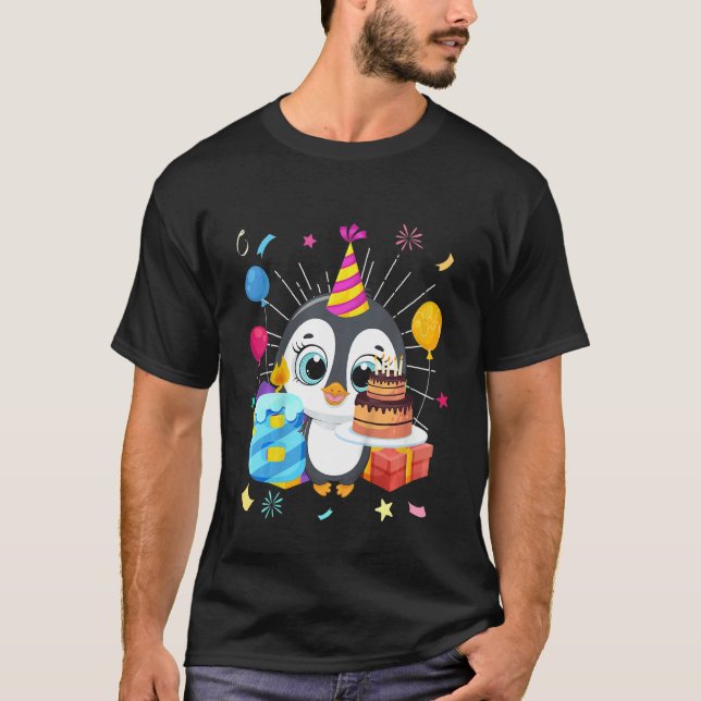 Kids Penguin Birthday 8 Penguin 8th Birthday Pengu T-Shirt (Front)