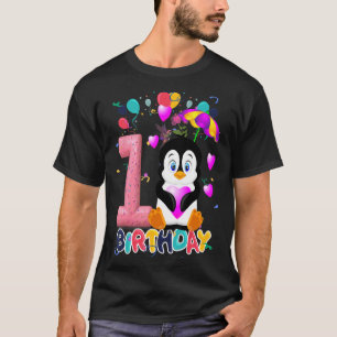 Kids Penguin Birthday Party 1 Year Old Boy 1th Pen T-Shirt