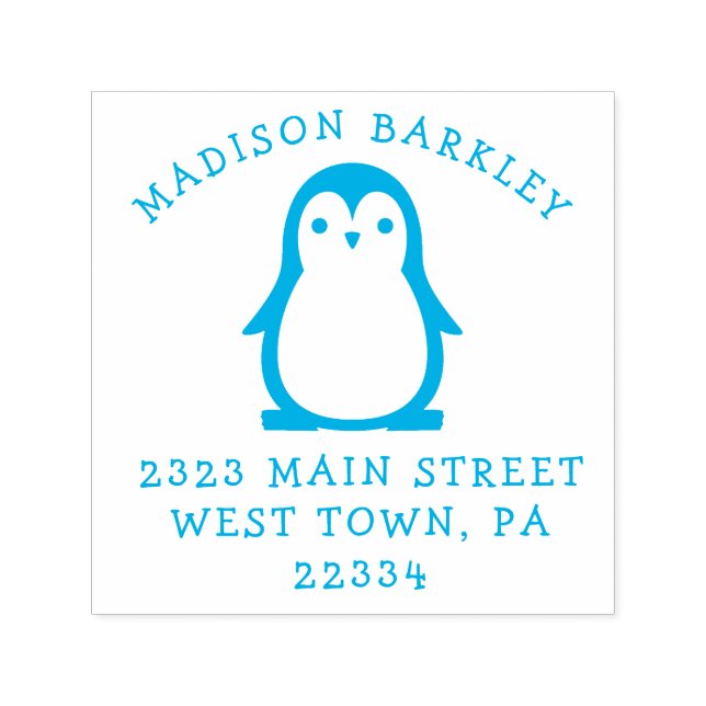 Kids Penguin Cute Return Address Stamp (Design)
