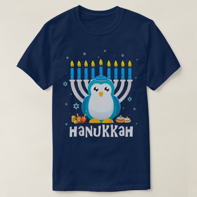 Kids Penguin Hanukkah Pyjamas for Boys Hanukkah  H T-Shirt (Design Front)