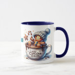 Kids Person Cocoa Mug<br><div class="desc">A Cute Personalize Combo Blue Mug With Gingerbread Cookie In Hot Cocoa</div>