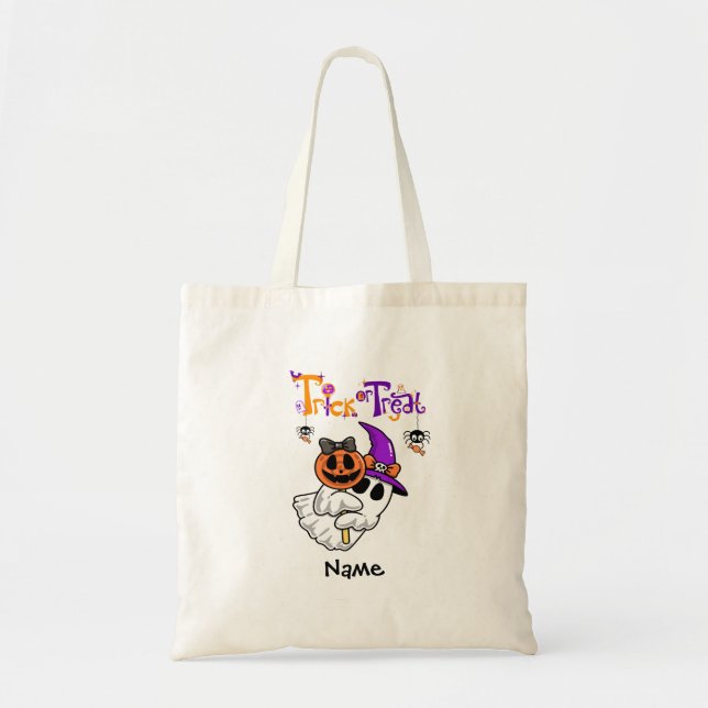 Kids Personalised Halloween Trick or Treat  Tote Bag (Front)