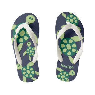 Kids Personalised Swimming Turtles Kid's Flip Flops