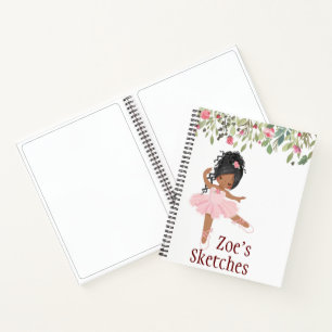 Kids Personalize  Ballerina Sketch  Notebook