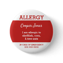 Kids Personalized Allergy I am allergic to red
