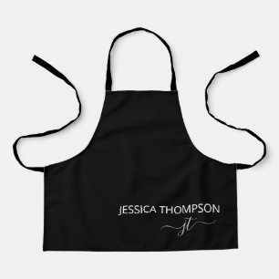 Kids Personalized Black Monogram Name Cute  Apron